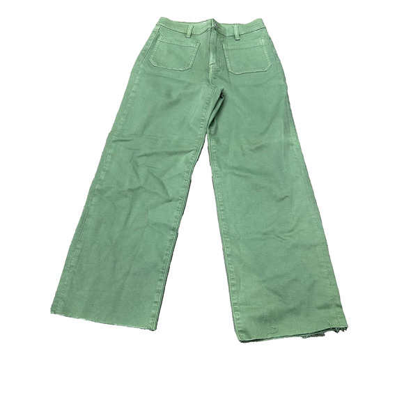 NWOT Eunina Womens Green Denim Super High Rise wide Leg Crop Jeans Size 27 - Picture 1 of 12